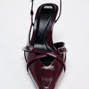 ZARA Burgundy Patent Leather Heels – Size 41 (US 10.5/11)